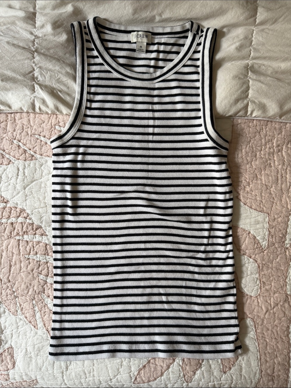 J. Crew Black & White Striped Ribbed Tank